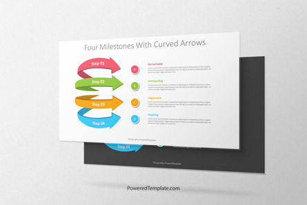 Four Milestones with Curved Arrows Presentation Template, Master Slide