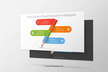 Four Options Pencil Education Infographic Presentation Template, Master Slide